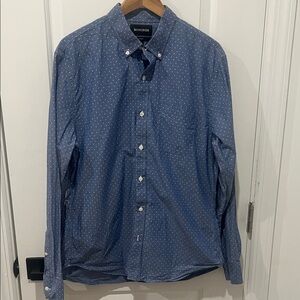 Bonobos Blue Button-Down Shirt with White Dots Size Large Slim Fit